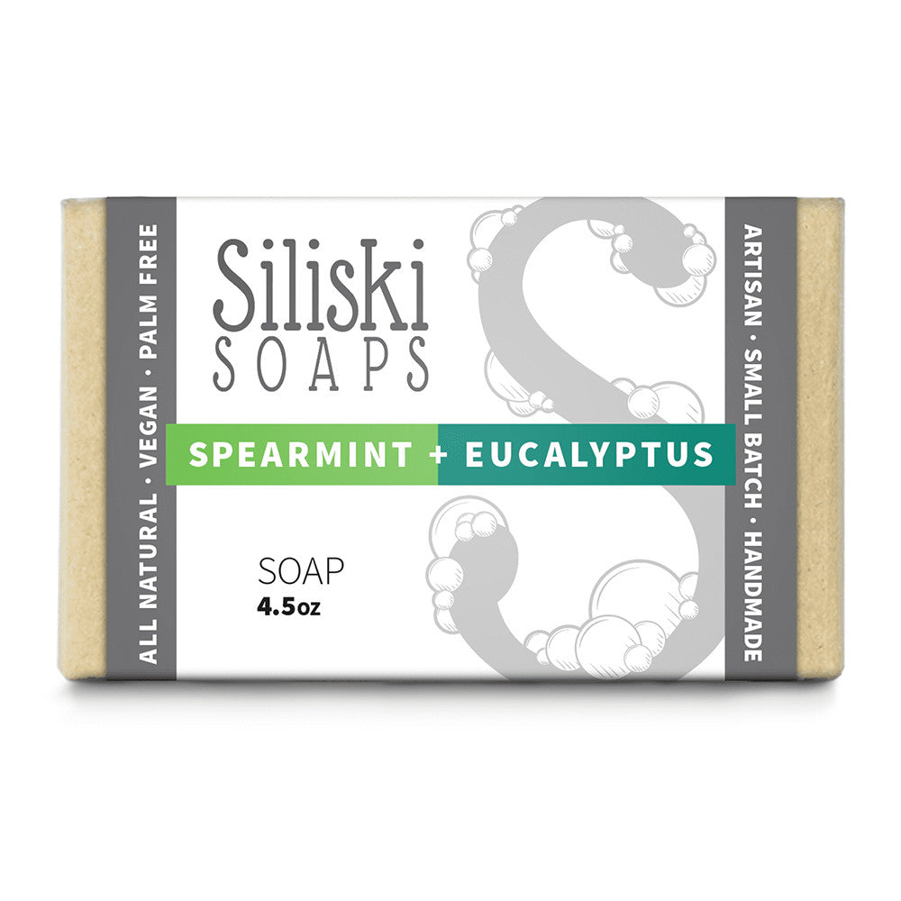Siliski Soap Simple Skincare Bath Soap, Spearmint And Eucalyptus, 4.5 Oz